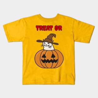 Halloween cat meme in a pumpkin Kids T-Shirt